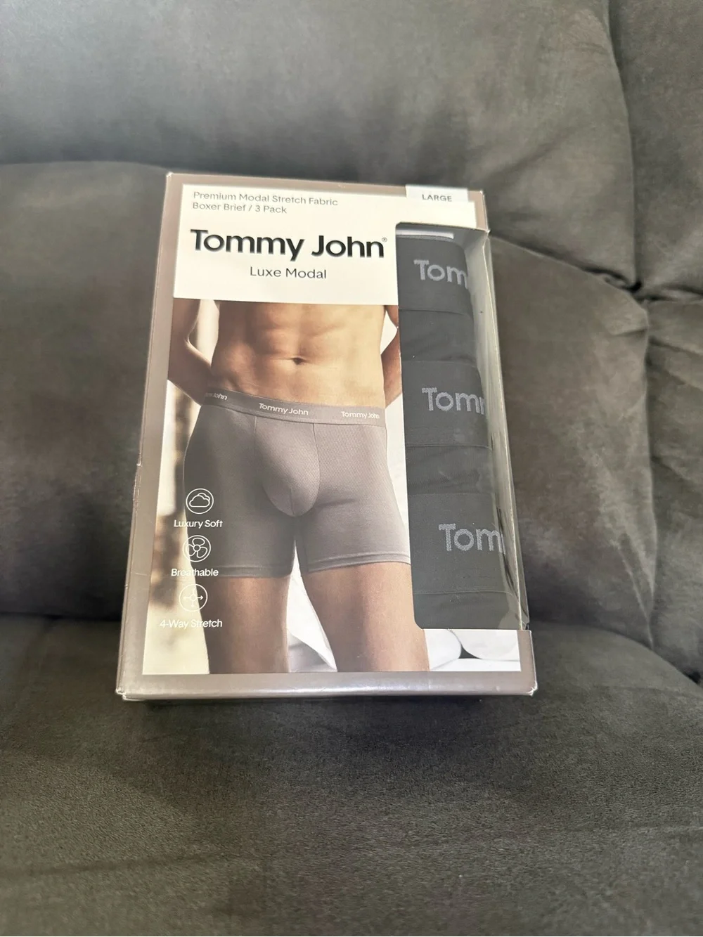 Tommy John Luxe Modal Boxer Briefs - Charcoal/Black 3-Pack